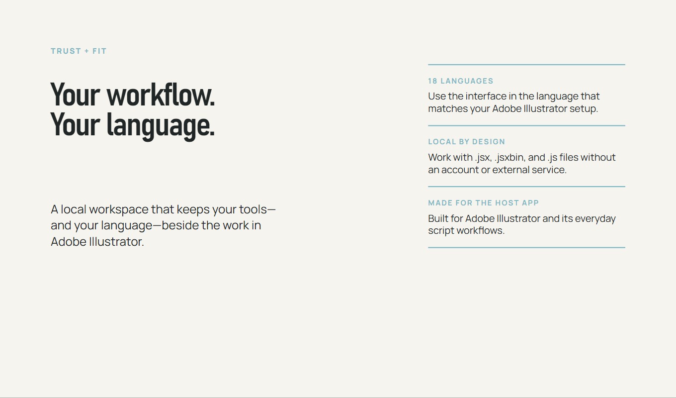 Presentation slide: local workflow and language support